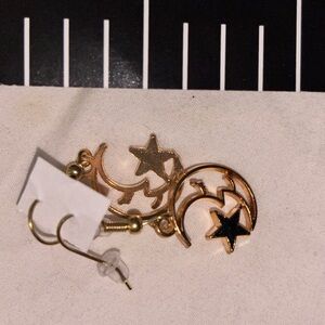 Moon star gold plated porcelain neimans earring set handmade